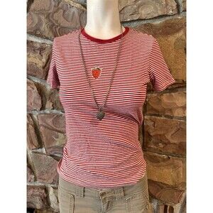 Striped Strawberry Embroidered Cotton on brandShort Sleeve Tee red/White S